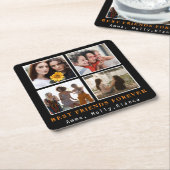 Modern Best Friends Forever Foto Collage | Bestie Kartonnen Onderzetters (Schuin)