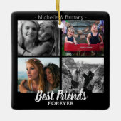 Modern Best Friends Forever Foto Collage | Bestie Keramisch Ornament (Voorkant)