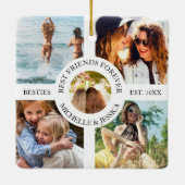 Modern Best Friends Forever Foto Collage | Bestie Keramisch Ornament (Achterkant)