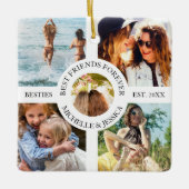 Modern Best Friends Forever Foto Collage | Bestie Keramisch Ornament (Voorkant)