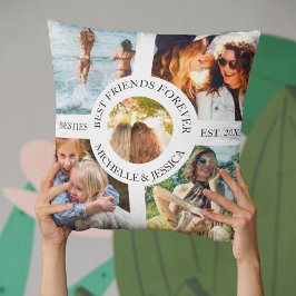 Modern Best Friends Forever Foto Collage | Bestie Kussen