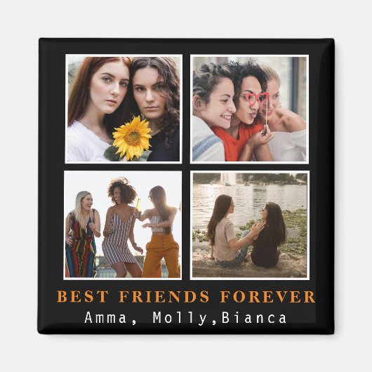 Modern Best Friends Forever Foto Collage | Bestie Magneet (Voorkant)