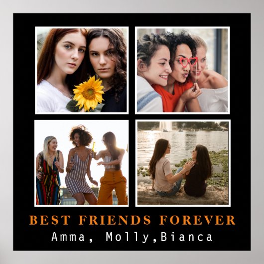 Modern Best Friends Forever Foto Collage | Bestie Poster (Voorkant)