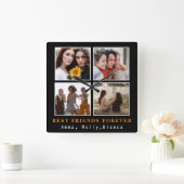 Modern Best Friends Forever Foto Collage | Bestie Vierkante Klok (Huis)