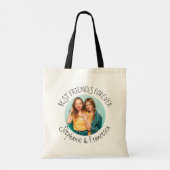 Modern Best Friends Forever Foto Names Tote Bag (Achterkant)