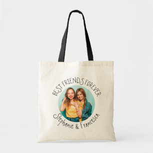 Modern Best Friends Forever Foto Names Tote Bag