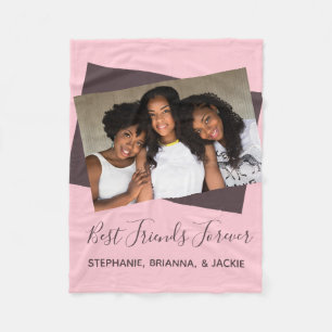 Modern Best Friends Forever Foto Roze en Paars Fleece Deken