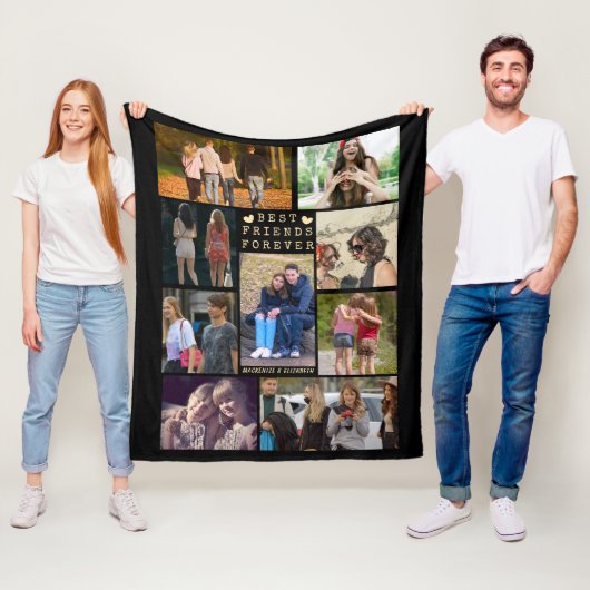 Modern BEST FRIENDS FOREVER Photo Collage Fleece Deken (In situ)