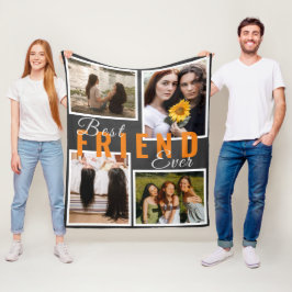 Modern BEST FRIENDS FOREVER Photo Collage Gray Fleece Deken