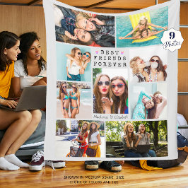 Modern BEST FRIENDS FOREVER Photo Collage Gray Fleece Deken