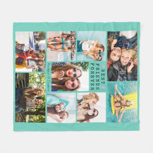 Modern BEST FRIENDS FOREVER Photo Collage Mint Fleece Deken (Voorkant (Horizontaal))