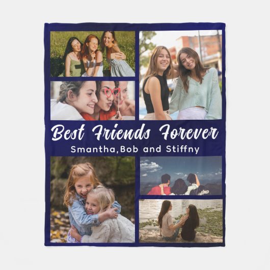 Modern BEST FRIENDS FOREVER Photo Collage Names Fleece Deken (Voorkant)