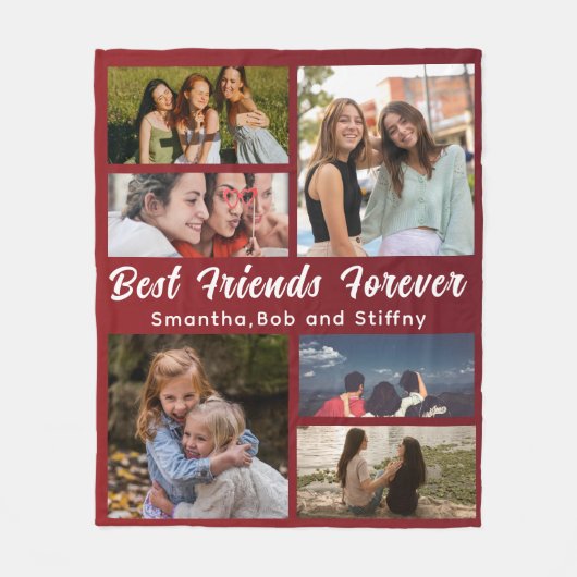Modern BEST FRIENDS FOREVER Photo Collage Names Fleece Deken (Voorkant)