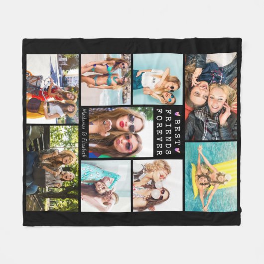 Modern BEST FRIENDS FOREVER Photo Collage Names Fleece Deken (Voorkant (Horizontaal))