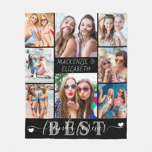 Modern BEST FRIENDS FOREVER Script 8 Foto Fleece Deken (Voorkant)
