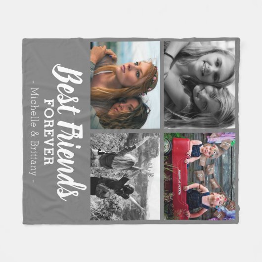 Modern Best Friends Foto | Grijs Fleece Deken (Voorkant (Horizontaal))