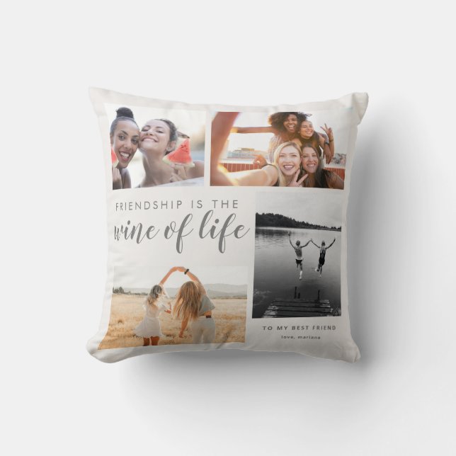 Modern Best Friends Photo Collage Quote Bff Bestie Kussen (Voorkant)