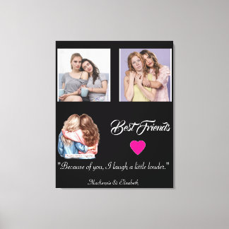 Modern Best Friends Photo Grid Keepsake Gift Plaqu Canvas Afdruk