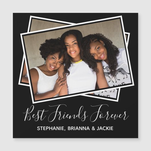 Modern Best Friends Photo Personalized Fun Black (Voorkant)