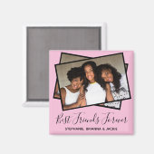 Modern Best Friends Photo Personalized Fun Pink Magneet (Voorkant / Achterkant)