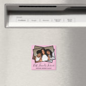 Modern Best Friends Photo Personalized Fun Pink Magneet (Insitu (Vaatwasser))
