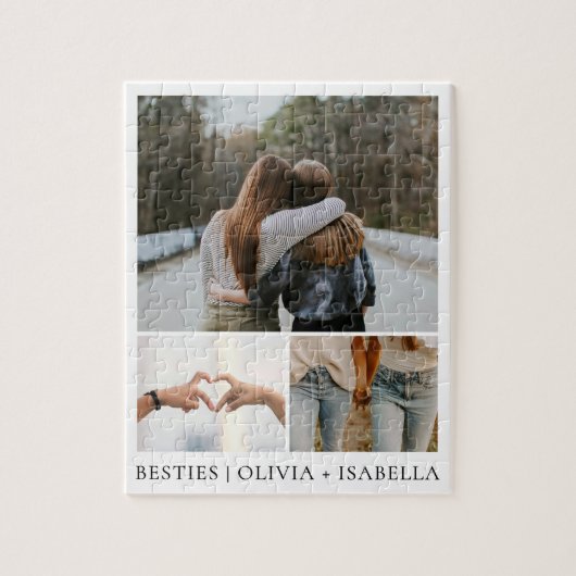 Modern Best Friends Simple Besties Photo Collage Legpuzzel (Verticaal)