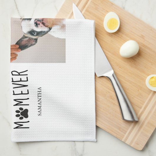 Modern Best Fur Mam Ever | Dog Photo Theedoek (Quarter Fold)