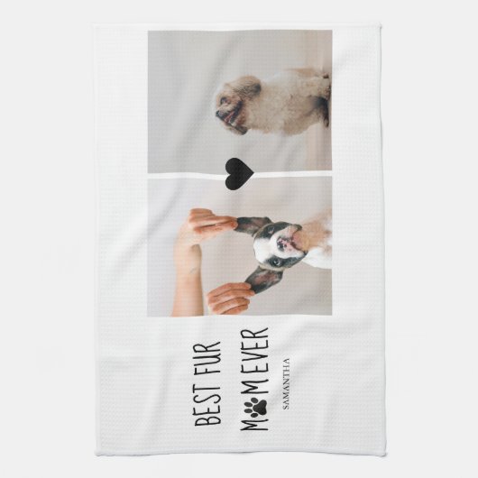 Modern Best Fur Mam Ever | Dog Photo Theedoek (Verticaal)