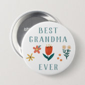 Modern Best Grandma Ever Floral Moederdag Ronde Button 7,6 Cm (Voorkant /achterkant)