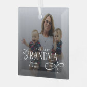 Modern Best Grandma Ever Photo Personalized Glas Ornament (Voorkant links)