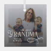 Modern Best Grandma Ever Photo Personalized Glas Ornament (Voorkant)