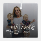 Modern Best Grandma Ever Photo Personalized Glas Ornament (Achterkant)