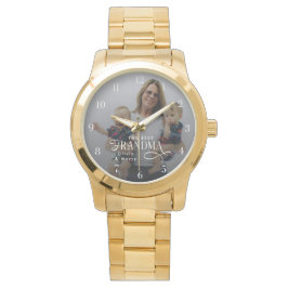 Modern Best Grandma Ever Photo Personalized Horloge