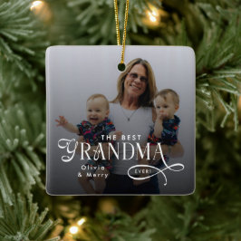 Modern Best Grandma Ever Photo Personalized Keramisch Ornament