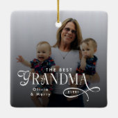 Modern Best Grandma Ever Photo Personalized Keramisch Ornament (Achterkant)