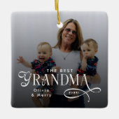 Modern Best Grandma Ever Photo Personalized Keramisch Ornament (Voorkant)