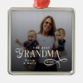 Modern Best Grandma Ever Photo Personalized Metalen Ornament (Voorkant)