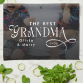 Modern Best Grandma Ever Photo Personalized Theedoek (Gevouwen)