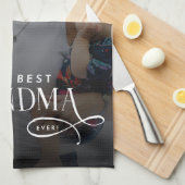 Modern Best Grandma Ever Photo Personalized Theedoek (Quarter Fold)