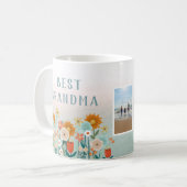 Modern Best Grandma Floral Photo Collage Koffiemok (Voorkant links)