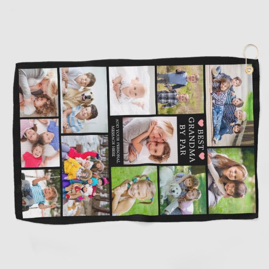 Modern BEST GRANDMA MET PAR 12 Aangepast fotocolla Golfhanddoek (Horizontaal)