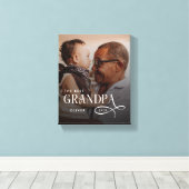 Modern Best GrandPa Ever Photo Personalized Canvas Afdruk (Insitu (Houten vloer))