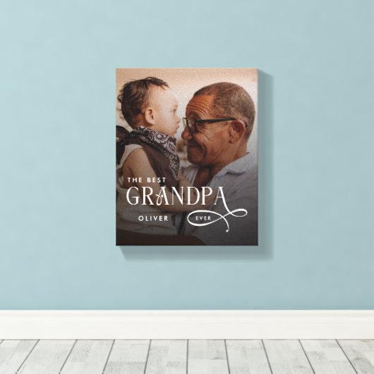 Modern Best GrandPa Ever Photo Personalized Canvas Afdruk (Insitu (Houten vloer))