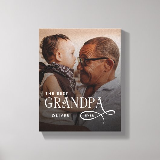 Modern Best GrandPa Ever Photo Personalized Canvas Afdruk (Voorkant)