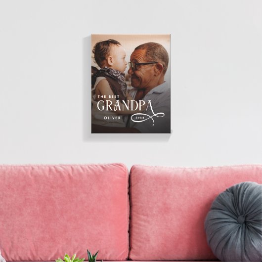 Modern Best GrandPa Ever Photo Personalized Canvas Afdruk (Insitu (Woonkamer))
