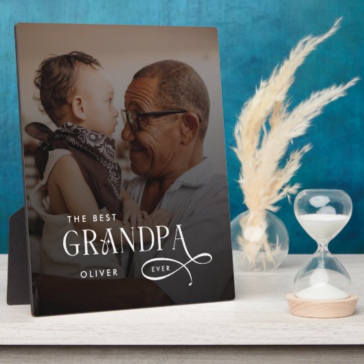 Modern Best GrandPa Ever Photo Personalized Fotoplaat (Zijkant)