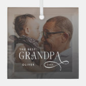 Modern Best GrandPa Ever Photo Personalized Glas Ornament (Voorkant)