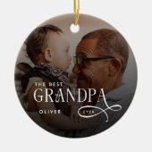 Modern Best GrandPa Ever Photo Personalized Keramisch Ornament (Voorkant)