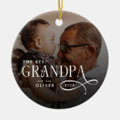 Modern Best GrandPa Ever Photo Personalized Keramisch Ornament (Voorkant)