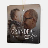 Modern Best GrandPa Ever Photo Personalized Keramisch Ornament (Links)